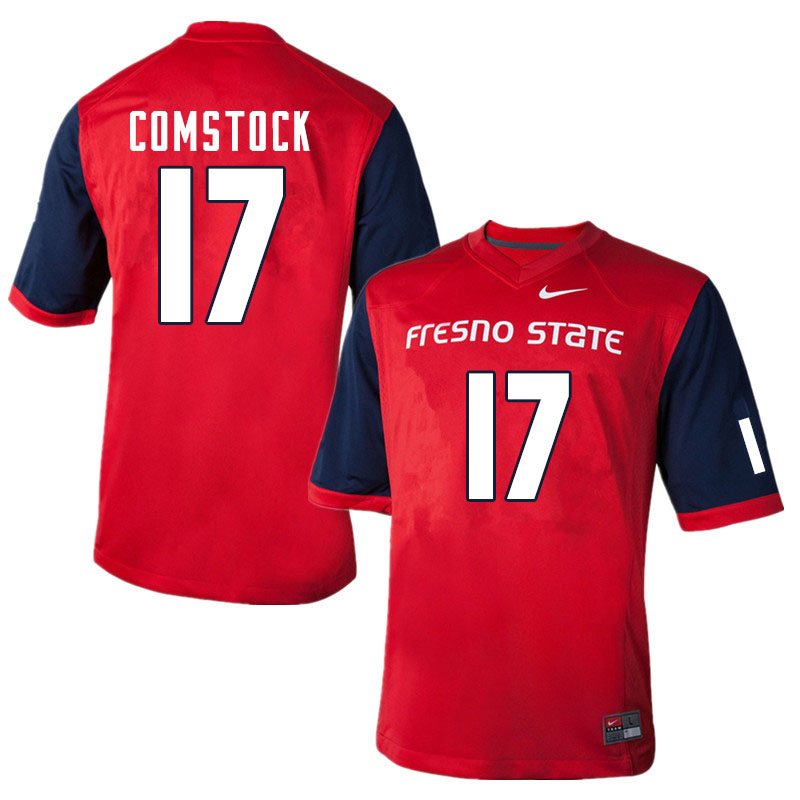 Men #17 Steven Comstock Fresno State Bulldogs College Football Jerseys Sale-Red - Click Image to Close